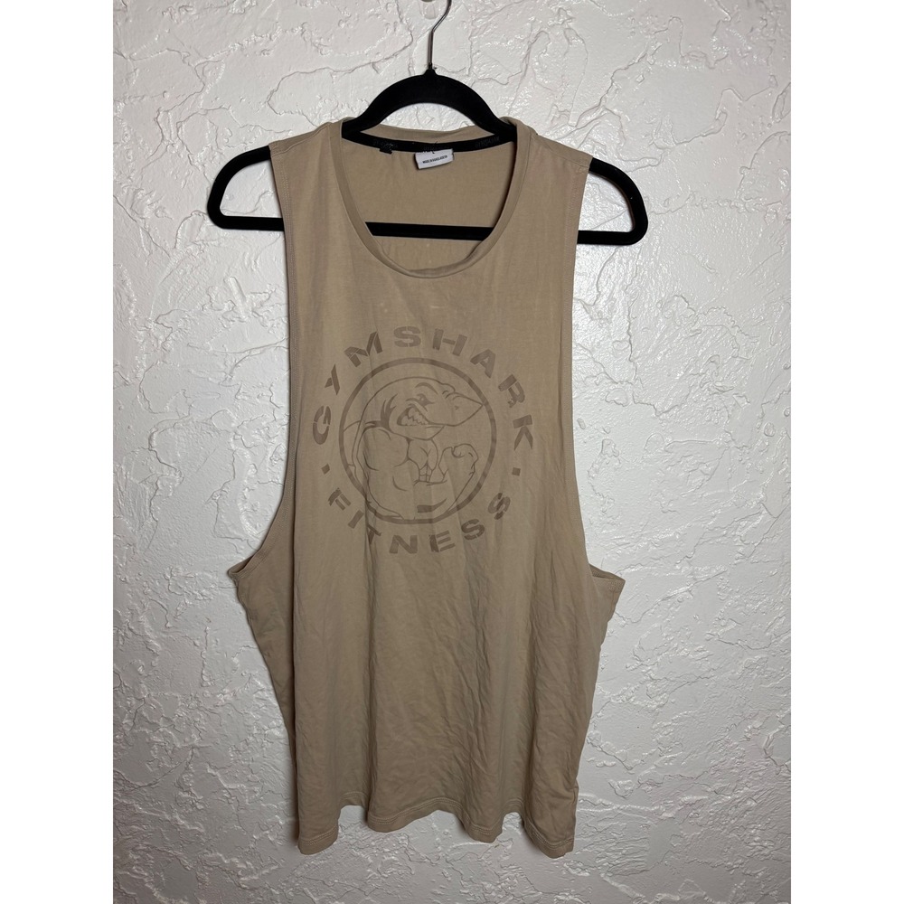 Gymshark Fitness Mens Large Tan Beige Drop Armhole Stringer Tank Top A5A2Z